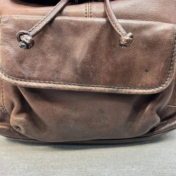 Vintage Fossil 1954 Classic Brown Pebbled Leather Backpack 75082 Brass Key - Picture 3 of 16